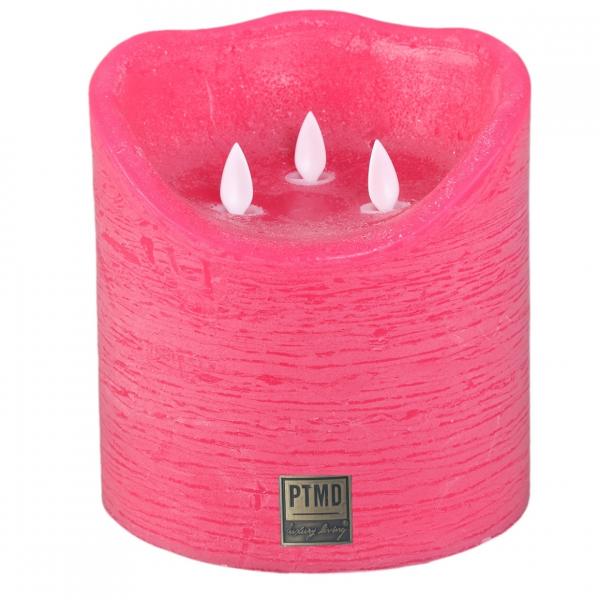 PTMD LED-Stumpenkerze, batteriebetrieben, XXL, leuchtend rosa, 15 x 15 cm