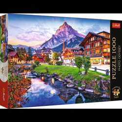 Stadt in den Alpen, Schweiz - Premium Plus Puzzle 1000 Teile