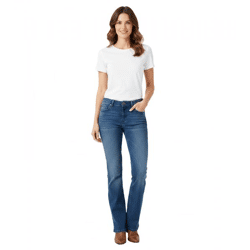 Stylische Damen Bootcut-Jeans mit ausgestelltem Bein Baumwoll-Hose 928026 Dunkelblau
