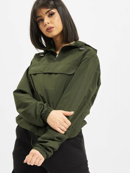 stylische URBAN CLASSICS Damen Jacke 78 g/m&sup2; Milit&auml;r-Gr&uuml;n