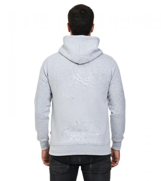 Trendiger Kapuzen-Pullover f&uuml;r Herren mit seitlichem Rei&szlig;verschluss Hoodie Sweater 7006 Grau Melange