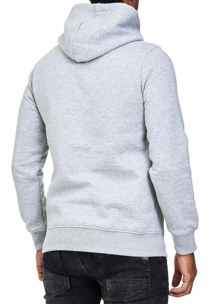 Trendiger Kapuzen-Pullover f&uuml;r Herren mit seitlichem Rei&szlig;verschluss Hoodie Sweater 7006 Grau Melange