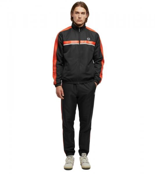 2-teiliger Sergio Tacchini Agave Herren Trainings-Anzug trendiger Sport-Anzug Fitness-Anzug 41533 Schwarz/Orange