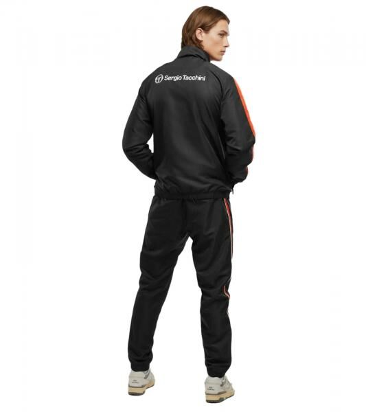 2-teiliger Sergio Tacchini Agave Herren Trainings-Anzug trendiger Sport-Anzug Fitness-Anzug 41533 Schwarz/Orange