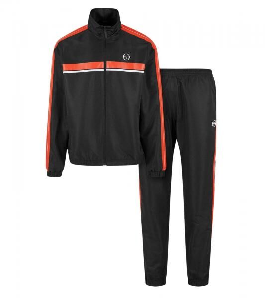 2-teiliger Sergio Tacchini Agave Herren Trainings-Anzug trendiger Sport-Anzug Fitness-Anzug 41533 Schwarz/Orange