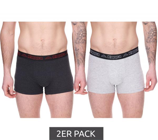 2er Pack Kappa Herren Boxershorts mit Marken Schriftzug und Logo Unterhose 351K1JW ADK Dunkelgrau/Hellgrau/Rot