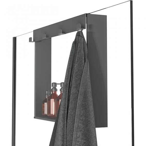 FrameRack BLACK Hängendes Duschregal mit Haken – Bad-Organizer aus Edelstahl