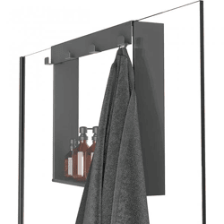 FrameRack BLACK Hängendes Duschregal mit Haken – Bad-Organizer aus Edelstahl