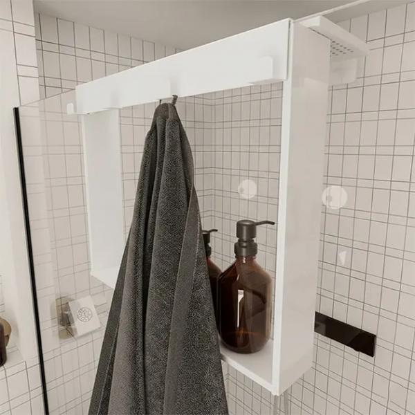 FrameRack WHITE Hängendes Duschregal mit Haken – Bad-Organizer aus Edelstahl
