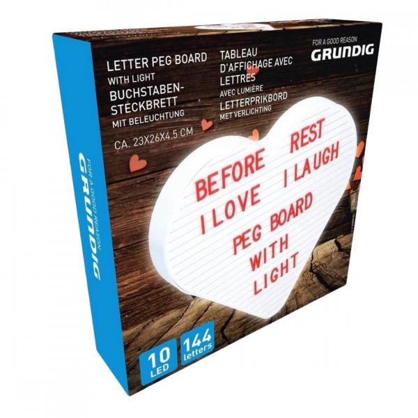 Grundig LED-Buchstaben-Schild „Herz“, batteriebetrieben, 26 cm