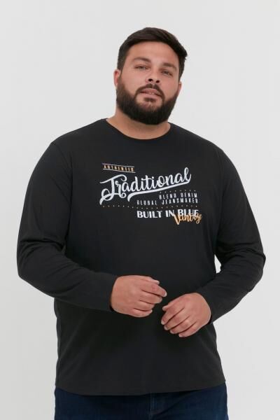 klassisches BLEND BHDopper BT Herren Longsleeve mit Rundhals Langarm-Shirt 20713446ME-194007 Schwarz