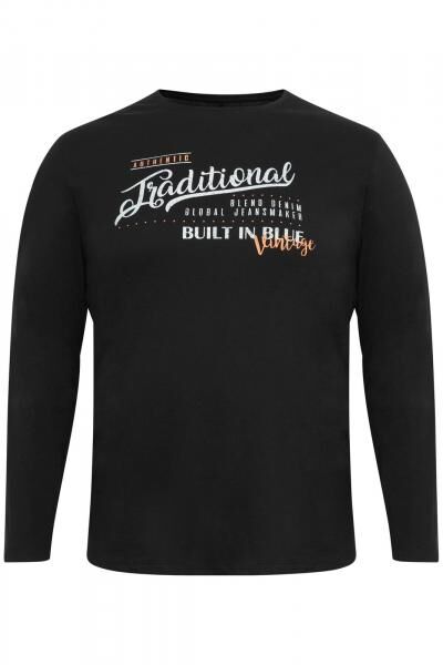 klassisches BLEND BHDopper BT Herren Longsleeve mit Rundhals Langarm-Shirt 20713446ME-194007 Schwarz