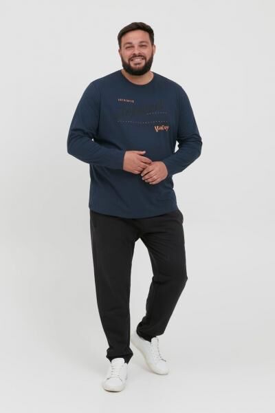 klassisches BLEND BHDopper BT Herren Longsleeve mit Rundhals Langarm-Shirt 20713446ME-194025 Blau