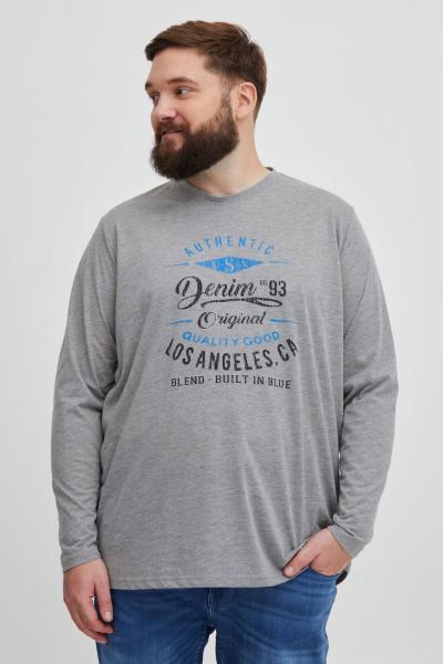 klassisches BLEND BHDopper BT Herren Longsleeve mit Rundhals Langarm-Shirt Gro&szlig;e Gr&ouml;&szlig;en 20713446ME-200274 Grau
