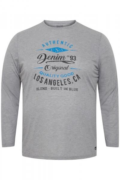 klassisches BLEND BHDopper BT Herren Longsleeve mit Rundhals Langarm-Shirt Gro&szlig;e Gr&ouml;&szlig;en 20713446ME-200274 Grau