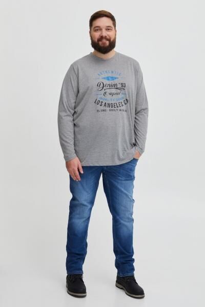 klassisches BLEND BHDopper BT Herren Longsleeve mit Rundhals Langarm-Shirt Gro&szlig;e Gr&ouml;&szlig;en 20713446ME-200274 Grau
