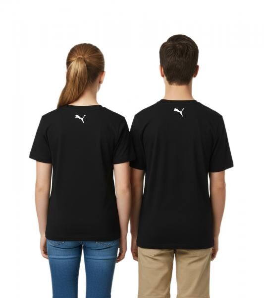 PUMA Base Kinder Sport-Shirt f&uuml;r Jungen & M&auml;dchen nachhaltiges Baumwoll T-Shirt mit Logo 678259 02 Schwarz