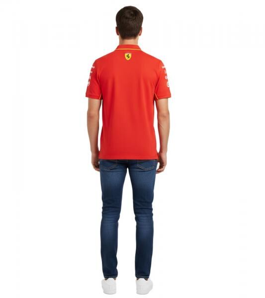 PUMA X Scuderia Ferrari F1 Herren Polo-Shirt Kurzarm-Shirt mit Team- und Sponsor-Logos Baumwoll-Shirt Motorsport-Shirt 701228000 001 Rot