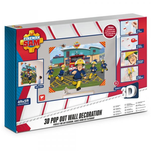 Walltastic 44609 - 3D Pop Up Wanddekoration, Feuerwehrmann Sam