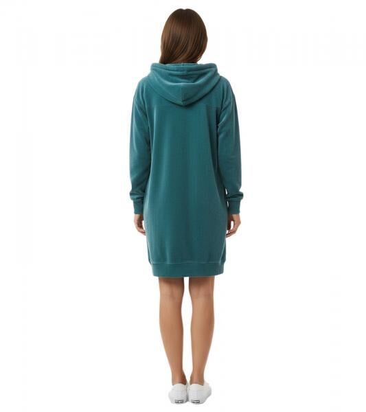 weiches KangaROOS Damen Samt-Kleid bequemes Haus-Kleid mit Kapuze Langarm-Kleid Petrolgr&uuml;n