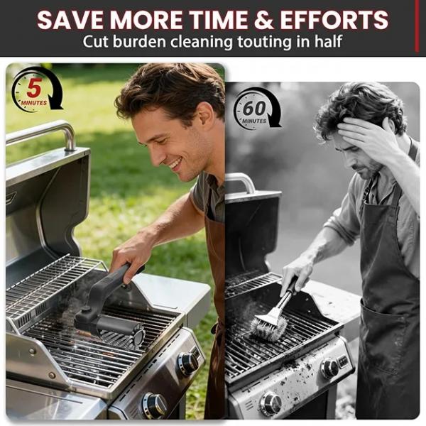 CharBlaze Reinigungsbürste für Elektrogrills – kabelloser Grillreiniger mit um 180° verstellbarem Kopf