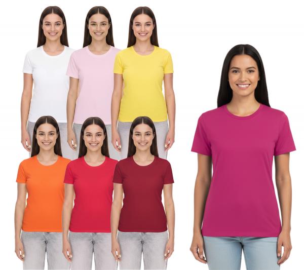 ELEVATE Heros Damen auch in 4XL T-Shirt schlichtes Baumwoll-Shirt 150 g/m2 Basic-Shirt Unterzieh-Shirt 38029 in Rot, Weiß, Orange, Gelb od