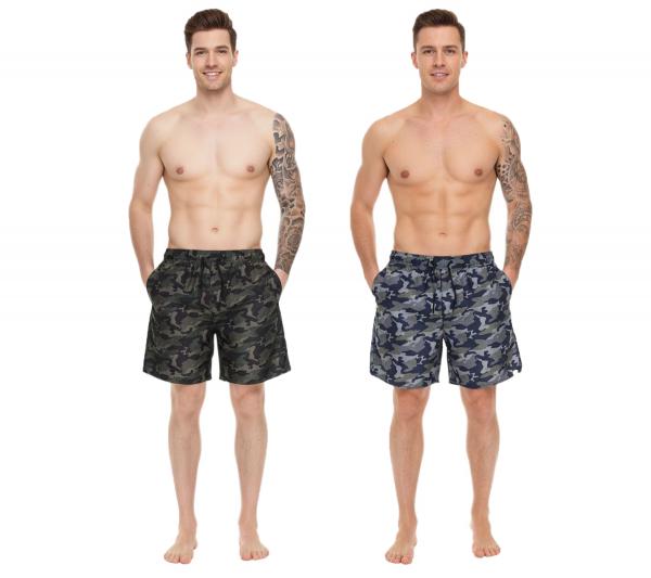 Pierre Cardin Herren Camouflage Schwimm-Hose Badehose Schwimm-Shorts LA203937 Khaki oder Blau/Khaki-Gr&uuml;n