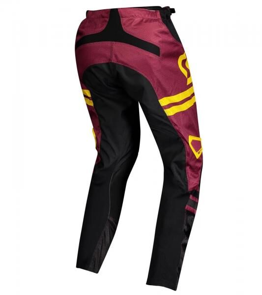 SCOTT Pant 350 Herren Moto-Cross Hose Motorsport-Kleidung mit Leder-Knie 273392 6425 Weinrot/Gelb