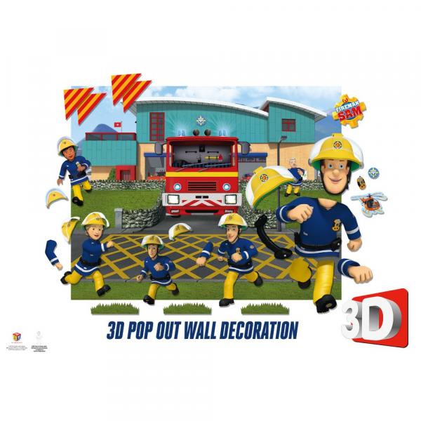 Walltastic 44609 - 3D Pop Up Wanddekoration, Feuerwehrmann Sam