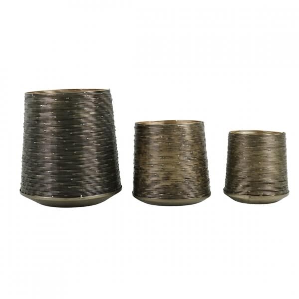 Dekokerze Windlicht Metall gold 17 cm 3er Set