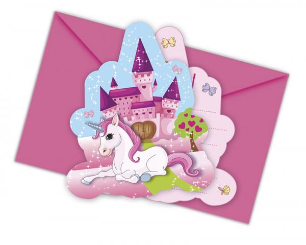 Unicorn - 6 Einladungskarten mit Umschlag