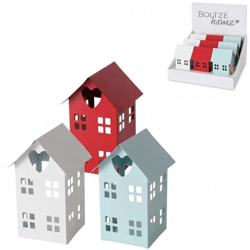 Boltze Teelichthalter „Tirol Haus“ 12 cm, 3er-Set, sortiert
