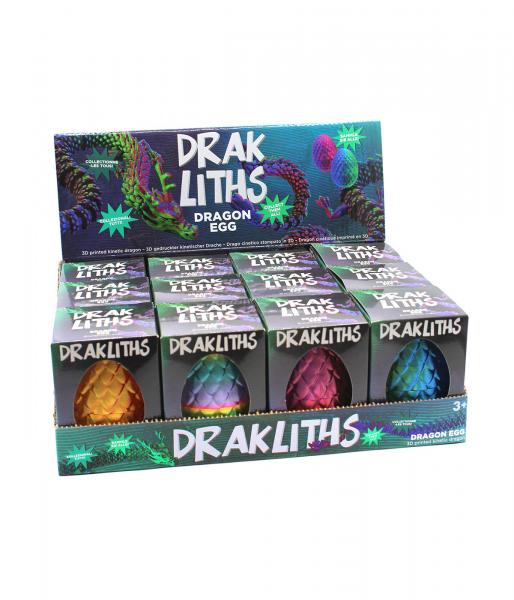 Darkliths 3D Fidget Toy Drachenei mit Drache - im 12er Display - 10 cm