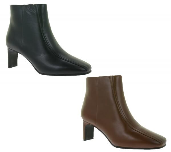 Elegante Clarks Damen Seren 55 Top British Tan Echt-Leder Absatz-Stiefelette &ndash; Klassischer Ankle-Boot 2616694 Cognac-Braun oder Schwarz
