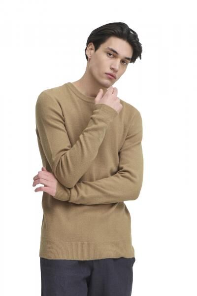 klassischer CASUAL FRIDAY CFHeine Herren Grobstrickpullover mit Label-Detail Strickpullover 20505605-1713121 Beige