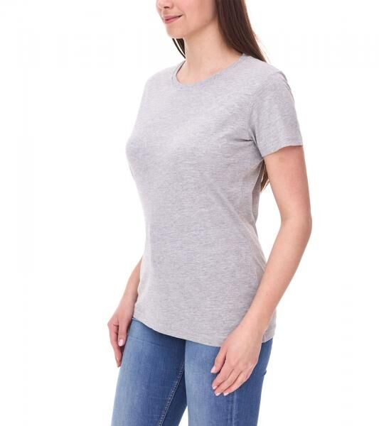 SANTINO Jaro Damen T-Shirt aus Bio-Baumwolle Kurzarm-Shirt Basic-Shirt meliert 160 gr/m2 Grau