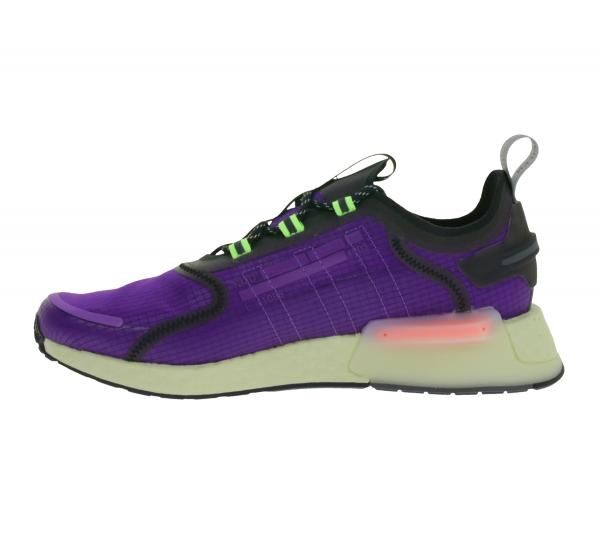 sportliche adidas NMD_V3 Sneaker nachhaltige Lauf-Schuhe f&uuml;r Damen und Herren mit BOOST D&auml;mpfung GW3062 Lila/Schwarz/Gr&uuml;n