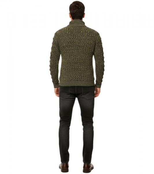 Stylischer Herren Strick-Pullover mit gestrickten Schlitzen am &Auml;rmel Sweater 13328 Gelb