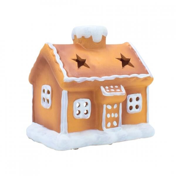 Teelichthalter Weihnachtshaus Pfefferkuchen Terra 14 cm