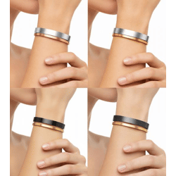 Calvin Klein Damen Armreif-Set im Zweiton-Design Edelstahl-Armband Schmuck KJ06BD2001 in Schwarz/Gold, Silber/Rosegold, Silber/Gold oder Du