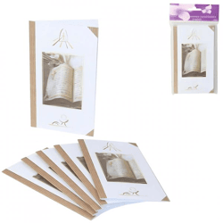 Kaarten religie wit/bruin 17 cm DIY set van 6
