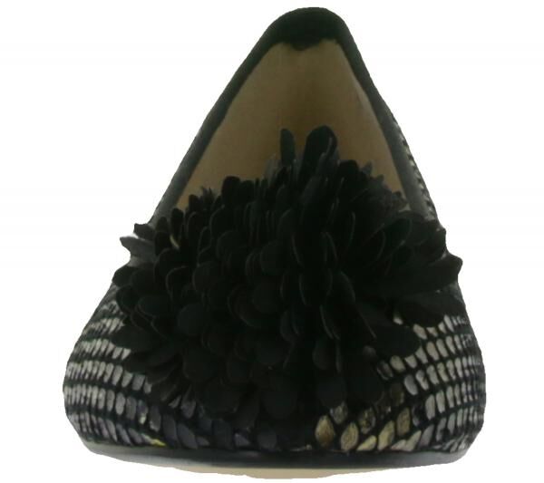 MENBUR Damen Ballerinas elegante Sommer-Schuhe Halbschuhe 07156 0001 Schwarz/Beige