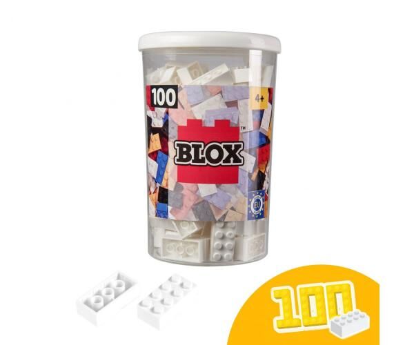 Simba 104118915 - Blox 100 wei&szlig;e 8er Bausteine in Dose (Androni)