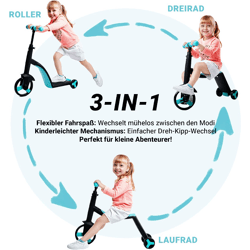 3in1 Kinder Laufrad Dreirad Roller Trike Scooter mitwachsend