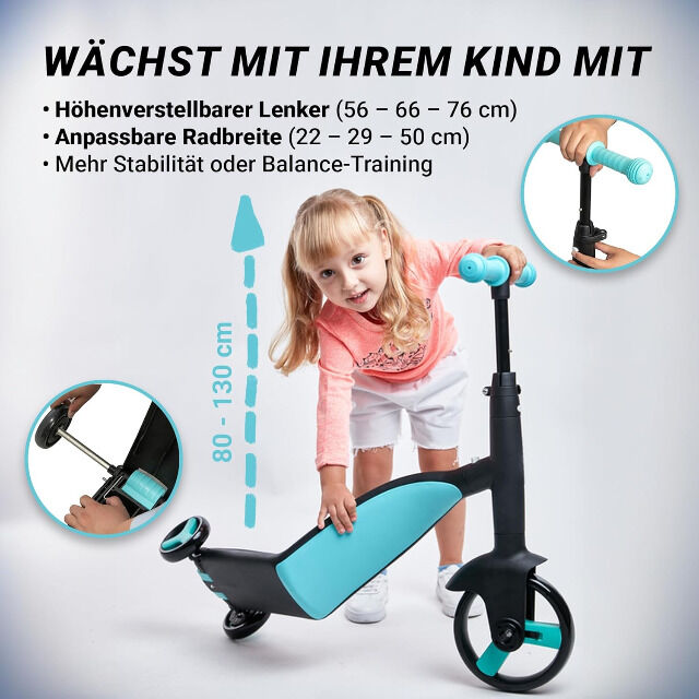 3in1 Kinder Laufrad Dreirad Roller Trike Scooter mitwachsend