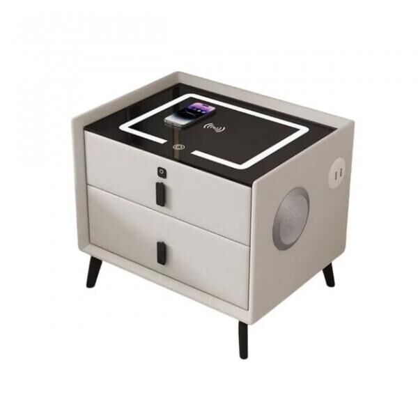 BedhubPro Smart Bedside Table – 3-in-1-Nachttisch mit kabelloser Ladefunktion, Fingerabdruckschloss und Bluetooth-Lautsprechern