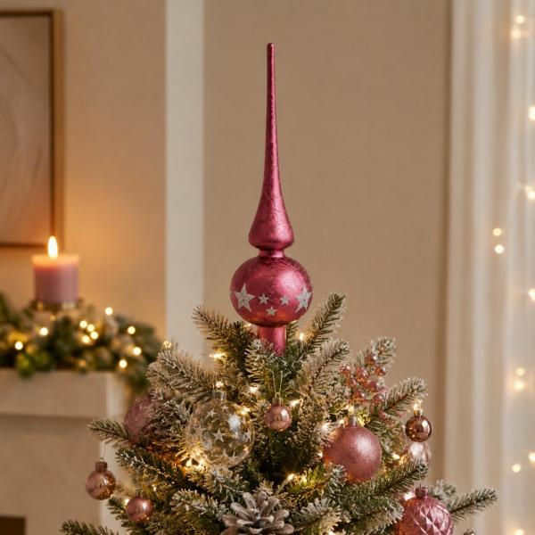 Deco Heitmann Weihnachtsbaumspitze aus Glas, bordeauxrot, 25 cm