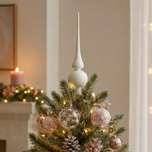 Deco Heitmann Christmas Tree Top, Glass, White, 25 cm