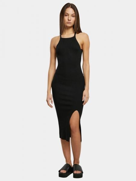 feminines Urban Classics Damen Kleid Slim Fit 12 g/m&sup2; Schwarz