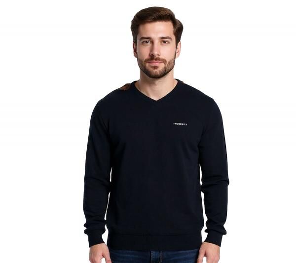 HACKETT LONDON GOLF Men's Cotton Sweater, Knitted Sweater with V-Neck, Long-Sleeve Shirt HMX500F Black